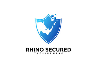 vector logo design concept shield combination rhino
