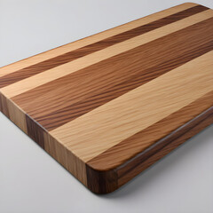 Matte finished wooden cutting board, natural grain pattern dominating foreground, positioned.
Generative AI.