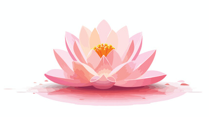 Lotus bloom and light flat vector isolated on white background