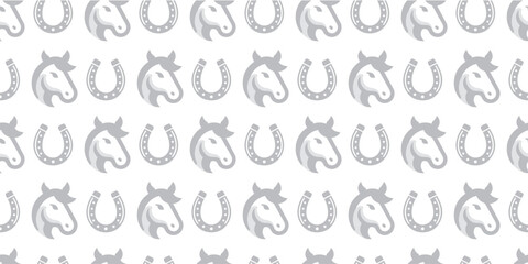 Country style horse and horseshoe background. Seamless pattern. Vector.カントリースタイルの馬と蹄鉄パターン - 766397982