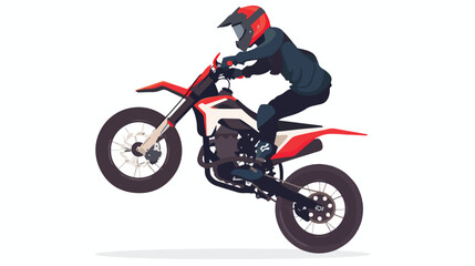 Fototapeta na wymiar Man Performing stunt on Motorcycle flat vector isolat
