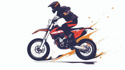 Man Performing stunt on Motorcycle flat vector isolat