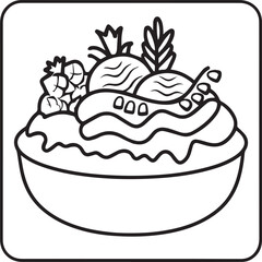 Food and Snacks Coloring pages for coloring book. Food outline vector