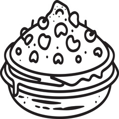 Food and Snacks Coloring pages for coloring book. Food outline vector
