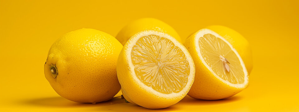 Wallpaper image with lemons on plain yellow background 