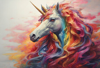 Obraz na płótnie Canvas A colorful unicon on a colorful background