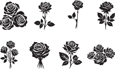 Rose Silhouettes Rose Icon EPS Vector Roses Clipart