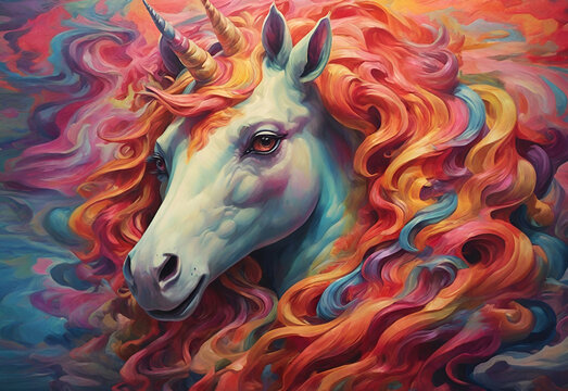 A colorful unicon on a colorful background