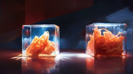 glass with ice and burning candle