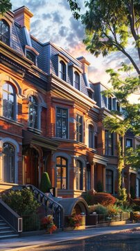 Detailed architectural row houses, soft light, perfect for property development brochures --ar 9:16 Job ID: a2ec737f-fe6b-402a-b9be-9130b7688759