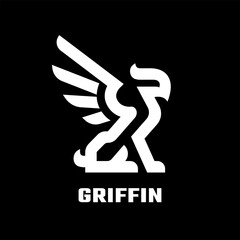Griffin with spread wings, logo, symbol.