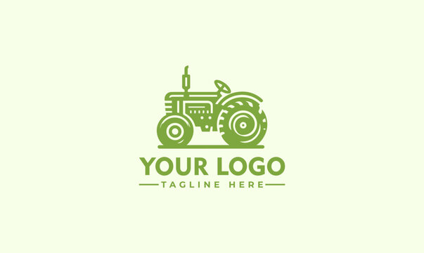 Premium Vector Tractor Logo Illustration - Farming Industrial Vehicle Emblem Design - Simple Minimalist Badge