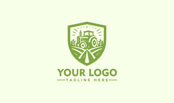 Premium Vector Tractor Logo Illustration - Farming Industrial Vehicle Emblem Design - Simple Minimalist Badge