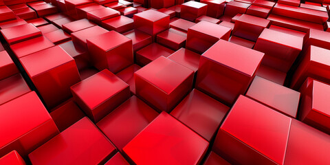 Abstract background or wallpaper with Red color 3D cube patterns .
