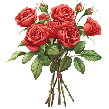 red rose bouquet 3D Spring Seasonal illustration colorful Flower art for Decorate cover