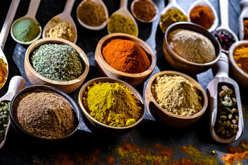 Composition with assortment of spices and herbs