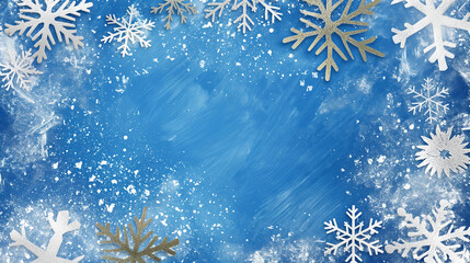 Christmas snow flakes on a blue background. Christmas card, add your own message.