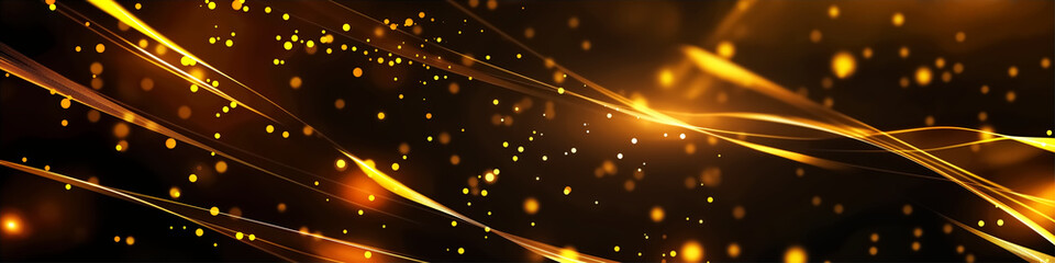 Fototapeta na wymiar Abstract gold and black color background with wave lines, glowing light pattern, 3D illustration. 