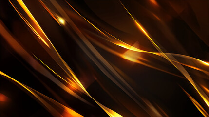 Fototapeta na wymiar Abstract gold and black color background with wave lines, glowing light pattern, 3D illustration.