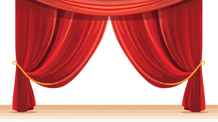Red Stage Curtain flat vector isolated on white background