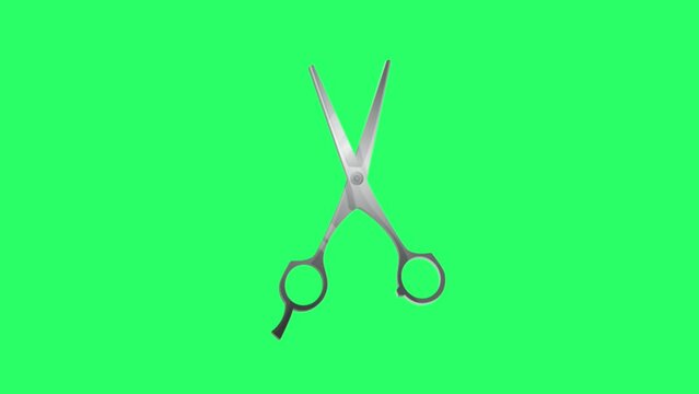 Animation scissor on green background.