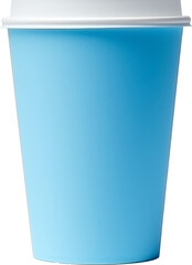sky blue paper craft coffee cup isolated on white or transparent background,transparency 