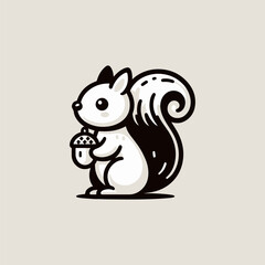 Charming squirrel carrying acorn in vector