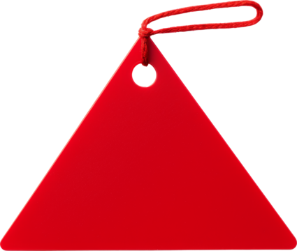 red triangle price tag isolated on white or transparent background,transparency 