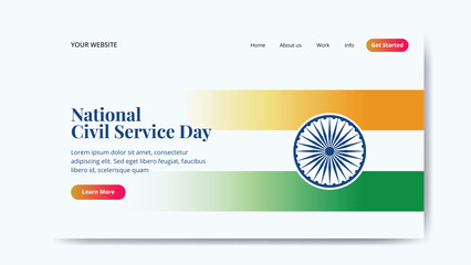 National landing page design. National Civil Service day. 21 April. Holiday Concept. Template for background, banner, card, poster with text inscription.