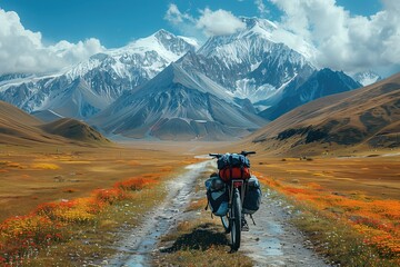 Bike Parked on Dirt Road in Mountains