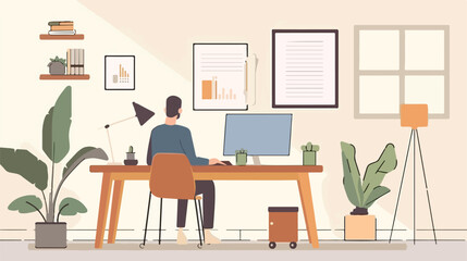 Trendy Virtual Office Spaces flat vector isolated on