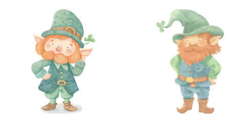 Obraz premium cute leprechaun watercolour vector illustration 