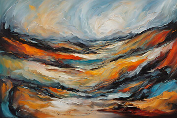 surreal or abstract landscape oil painting.