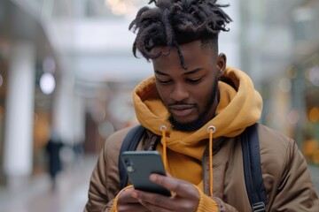 man using smart phone mobile for service 5g digital communication