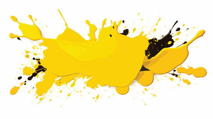 Yellow Paint Splatter flat vector isolated on white background