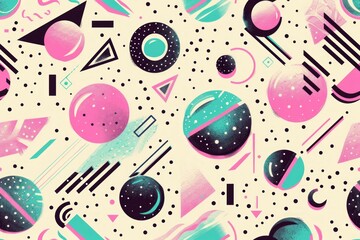 abstract 80s futuristic sci-fi pastel color background. pink teal lavender black geometric element pattern. 1980 retro nostalgic concept artful aesthetics illustration. 

