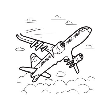 Airplane coloring pages. Airplane outline illustration