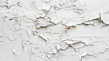 Close-up texture of peeling white paint on a surface, depicting concepts of decay, renovation, or texture contrast for design backgrounds