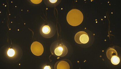 Fototapeta na wymiar Christmas lighting and decoration: bokeh lights on a dark background colorful background