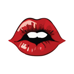  Female lips lipstick kiss for valentine day and love illustration. Collection of Lips marks with grunge effect. Vector illustration. 