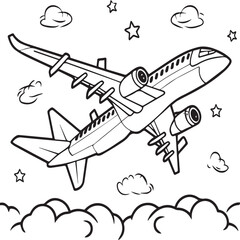 Airplane coloring pages. Airplane outline illustration