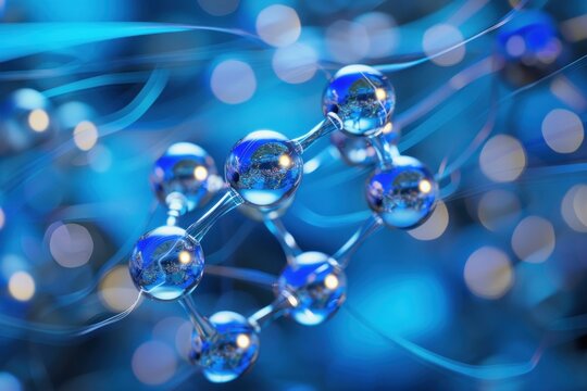 Diagram of a molecular model with background of atomic and molecular science