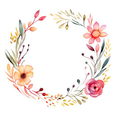Cutout floral circle frame. Generative AI Image.