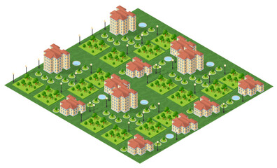Isometric urban megalopolis top view of the city infrastructure town,