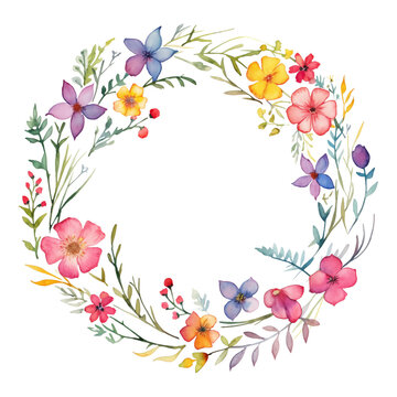 Cutout floral circle frame. Generative AI Image.