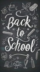 Fototapeta na wymiar Charming Retro Back to School Chalkboard Banner