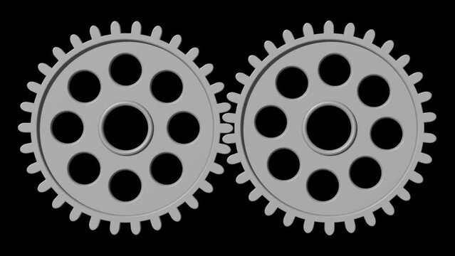 Getriebe mit zwei Zahnr&auml;dern, nahtlose Animation