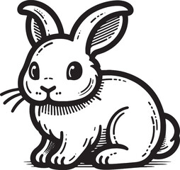 adorable, black, character, clip art, contour, cut out, domestic, doodle, element, face, funny, graphic, head, icon, isolated, label, linear, rabbit, bunny, easter, cartoon, animal, vector, illustrati