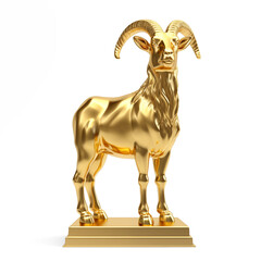Golden goat isolated on white