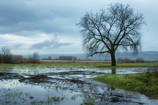 wet landscape, early spring